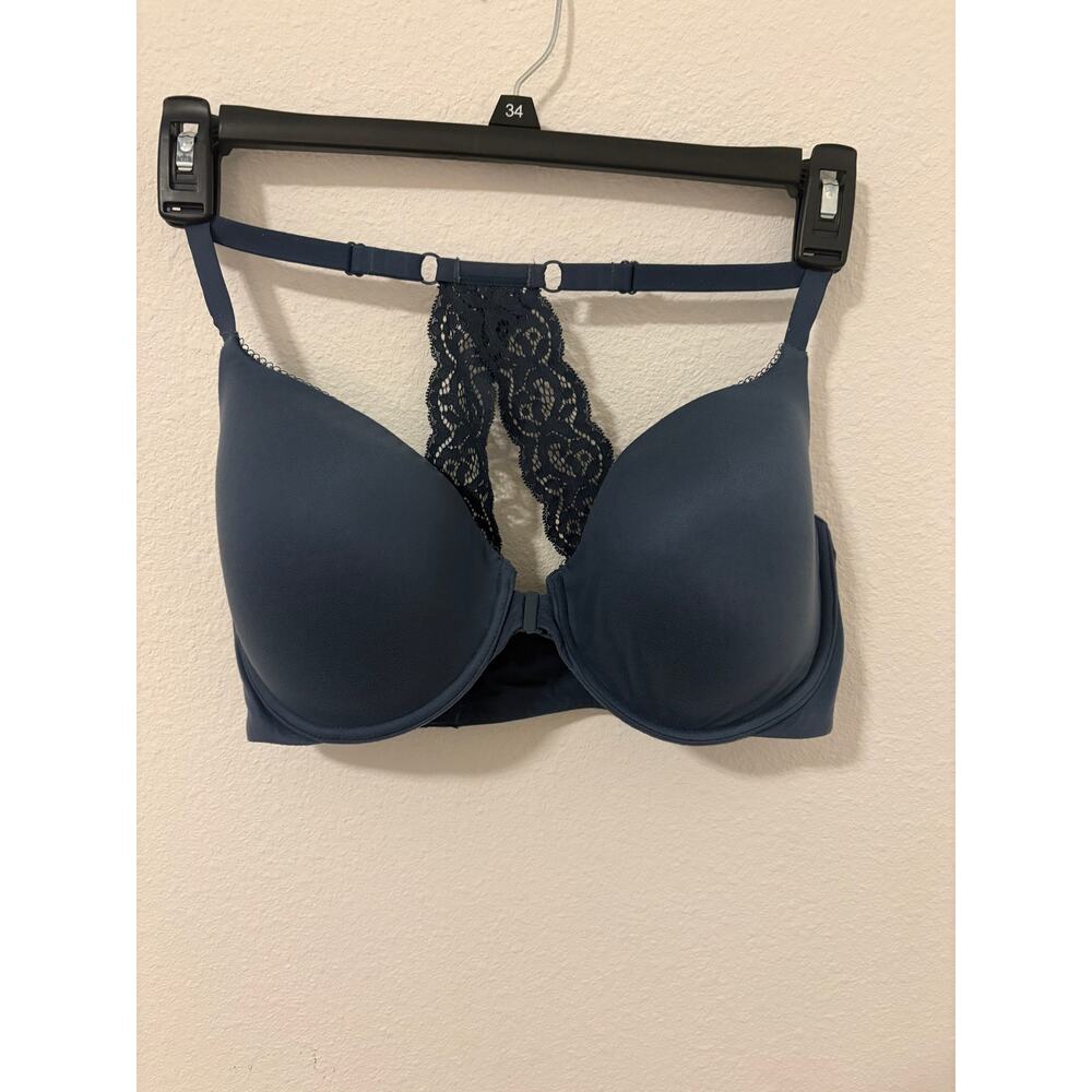 Victoria’s Secret Razorback Bra Demi Blue Size 36 DDD Underwire Padded Cups